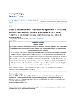 Effects of an Alien Vertebrate Herbivore on the Regeneration of Endangered