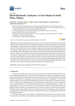 Flood Hydraulic Analyses: a Case Study of Amik Plain, Turkey