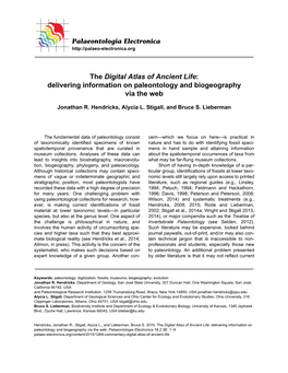 The Digital Atlas of Ancient Life: Delivering Information on Paleontology and Biogeography Via the Web