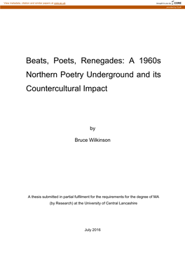 Beats, Poets, Renegades: a 1960S Northern Poetry Underground and Its Countercultural Impact