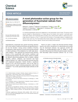 A Novel Photoredox-Active Group for the Generation of Fluorinated