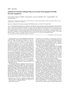 Isolation of a Zoonotic Pathogen Kluyvera Ascorbata from Egyptian Fruit-Bat Rousettus Aegyptiacus