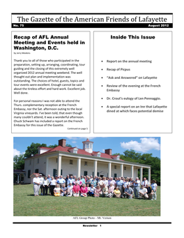 The Gazette of the American Friends of Lafayette No