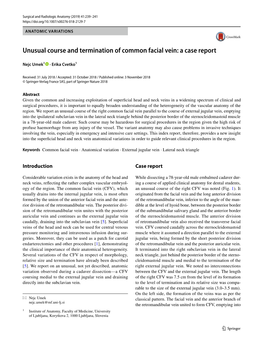 Unusual Course and Termination of Common Facial Vein: a Case Report