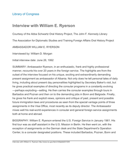 Interview with William E. Ryerson