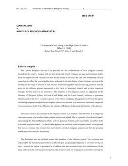 Shakdiel V. Minister of Religious Affairs.Pdf