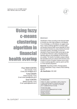 Using Fuzzy C-Means Clustering Algorithm in Financial Health Scoring