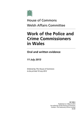 Work of the Police and Crime Commissioners in Wales