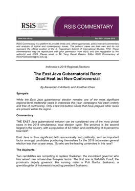 The East Java Gubernatorial Race: Dead Heat but Non-Controversial