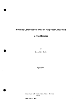 Heuristic Considerations on Fast Axopodial Contraction in the Heliozoa