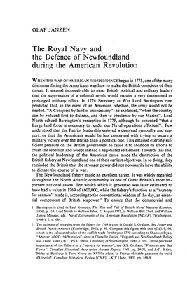 The Royal Navy and the Defence of Newfoundland During the American Revolution