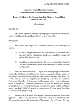 Progress Update of the Construction of the Shatin to Central Link (As at 30 June 2020)