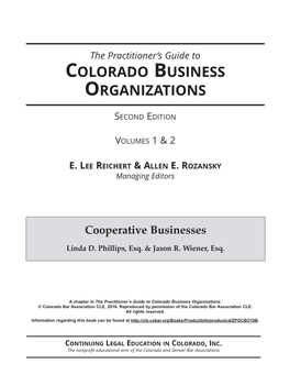 Colorado Business Organizations