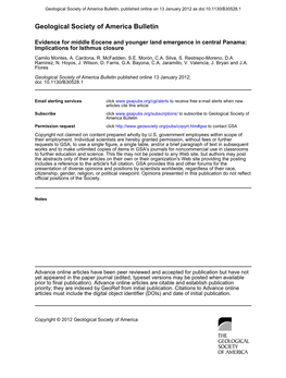 Geological Society of America Bulletin, Published Online on 13 January 2012 As Doi:10.1130/B30528.1