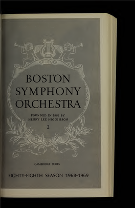 Boston Symphony Orchestra Concert Programs, Season 88, 1968-1969