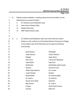 IC-103 NLH 2003 NLH General Rate Application Page 1 of 3 Q. Please