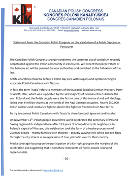 CPC Statement on Vandalism of Polish