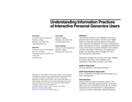 Understanding Information Practices of Interactive Personal Genomics Users