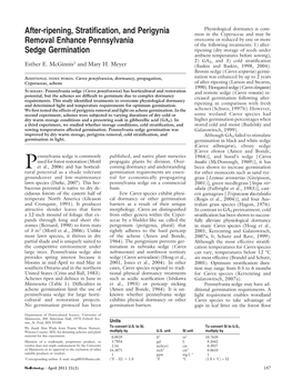 After-Ripening, Stratification, and Perigynia Removal Enhance