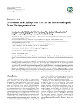 Review Article Coleopteran and Lepidopteran Hosts of the Entomopathogenic Genus Cordyceps Sensu Lato