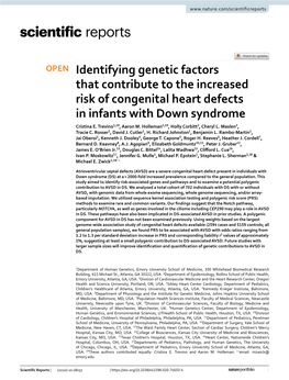 Identifying Genetic Factors That Contribute to the Increased Risk of Congenital Heart Defects in Infants with Down Syndrome Cristina E