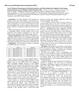 Layer Thickness Measurements, Structural Analysis, and Mineralogical Investigation of the Ganges Chasma Interior Layered Deposit, Valles Marineris, Mars