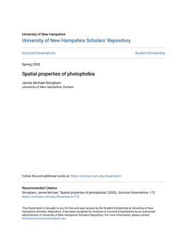 Spatial Properties of Photophobia