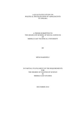 A Qualitative Study on Political Socialization of Adolescents in Ankara