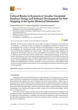 Cultural Routes in Kynouria of Arcadia: Geospatial Database Design and Software Development for Web Mapping of the Spatio-Historical Information