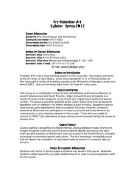 Pre-Columbian Art Syllabus Spring 2015