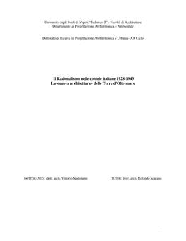 Il Razionalismo Nelle Colonie Italiane 1928-1943 La «Nuova Architettura» Delle Terre D’Oltremare