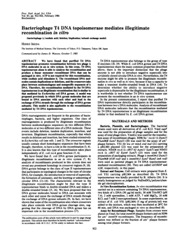 Bacteriophage T4 DNA Topoisomerase Mediates