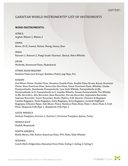 Garritan World Instruments® List of Instruments