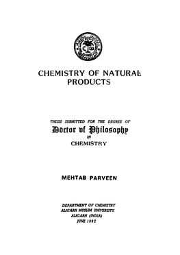CHEMISTRY of NATURAL PRODUCTS Boctor