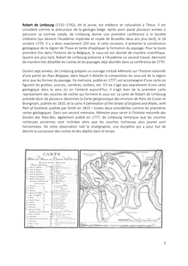 Robert De Limbourg (1731–1792), Dit Le Jeune, Est Médecin Et Naturaliste À Theux. Il Est Considéré Comme Le Précurseur De La Géologie Belge