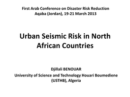Urban Seismic Risk in North African Countries