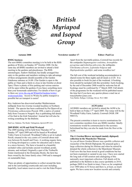 British Myriapod and Isopod Group