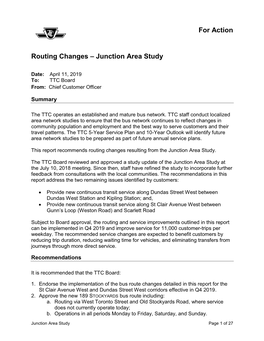 Routing Changes – Junction Area Study