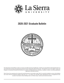 2020-2021 Graduate Bulletin