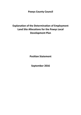 Powys County Council Explanation of the Determination of Employment