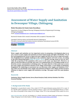 Assessment of Water Supply and Sanitation in Dewanpur Village, Chittagong