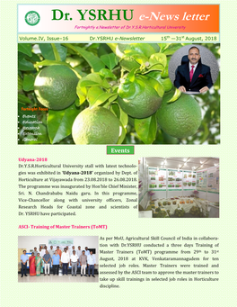 Dr. YSRHU E-News Letter Fortnightly E.Newsletter of Dr.Y.S.R.Horticultural University