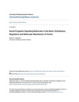 Novel Progestin Signaling Molecules in the Brain: Distribution, Regulation and Molecular Mechanism of Action