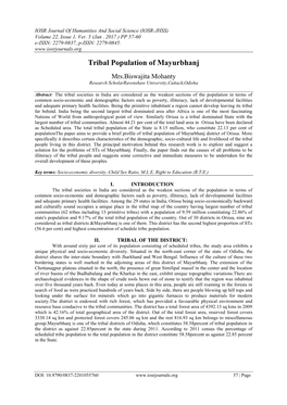 Tribal Population of Mayurbhanj