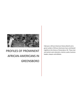 Profiles of Prominent African-Americans in Greensboro
