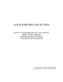 Louis Karchin Collection