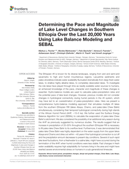 Determining the Pace and Magnitude of Lake Level Changes in Southern Ethiopia Over the Last 20,000 Years Using Lake Balance Modeling and SEBAL