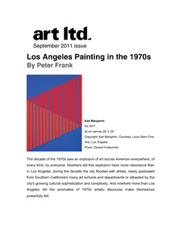 Los Angeles Painting in the 1970S by Peter Frank