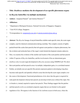 Doublesex Mediates the Development of Sex-Specific Pheromone Organs