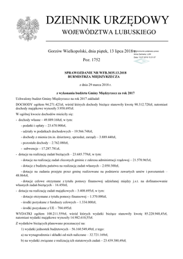 Sprawozdanie Nr WFB.3035.13.2018 Z Dnia 29 Marca 2018 R